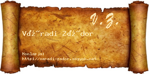 Váradi Zádor névjegykártya
